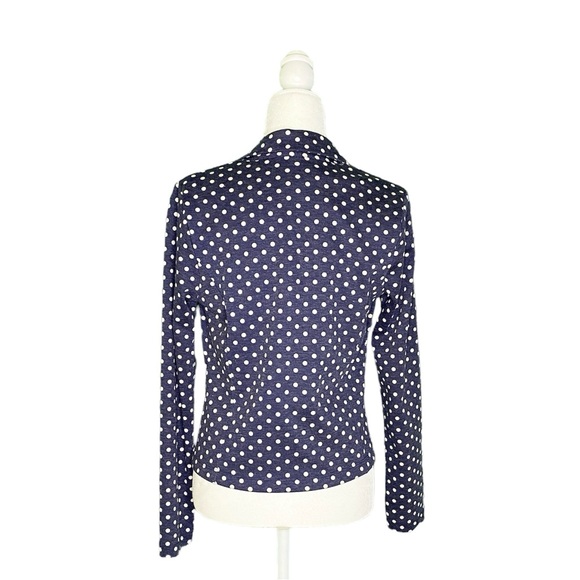 POLKA DOT PRINT COLLARED NAVY BLAZER • SIZE M • XHILARATION - Picture 3 of 5